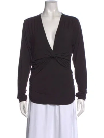 Pre-owned Frame V-neck Long Sleeve Top In Black
