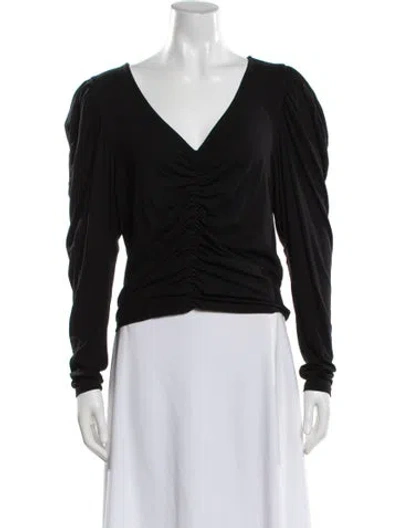 Pre-owned Frame V-neck Long Sleeve Top In Black