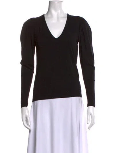 Pre-owned Frame V-neck Long Sleeve Top In Black