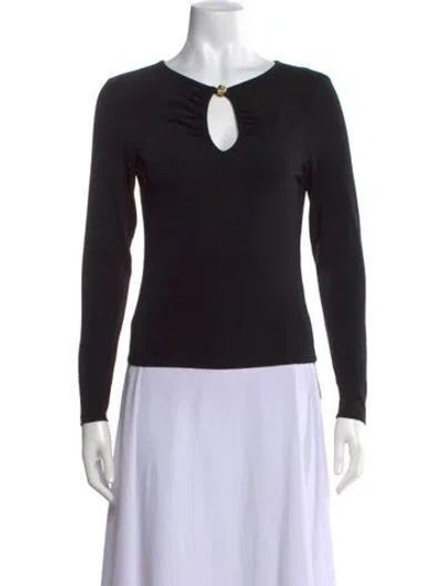 Pre-owned Frame V-neck Long Sleeve Top In Black