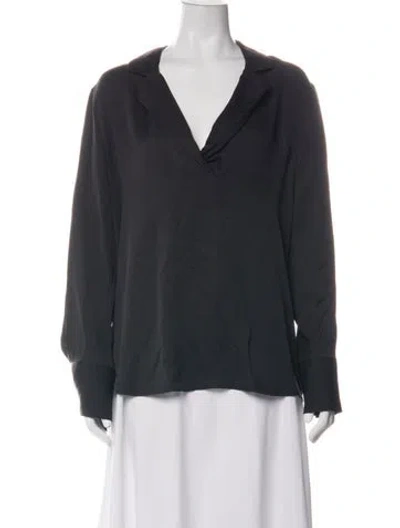 Pre-owned Frame V-neck Long Sleeve Top In Black