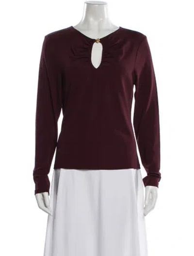 Pre-owned Frame V-neck Long Sleeve Top In Burgundy
