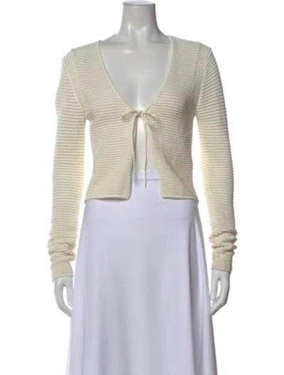 Pre-owned Frame V-neck Long Sleeve Top In Neutral