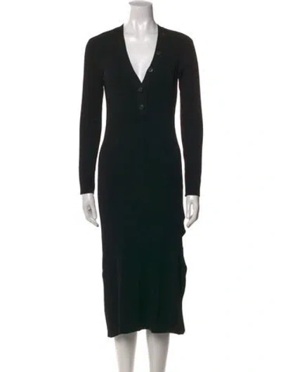 Pre-owned Frame V-neck Midi Length Dress In Black