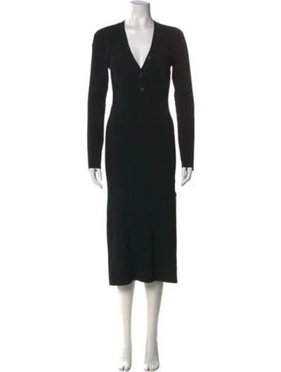 Pre-owned Frame V-neck Midi Length Dress In Black