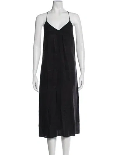 Pre-owned Frame V-neck Midi Length Dress In Black