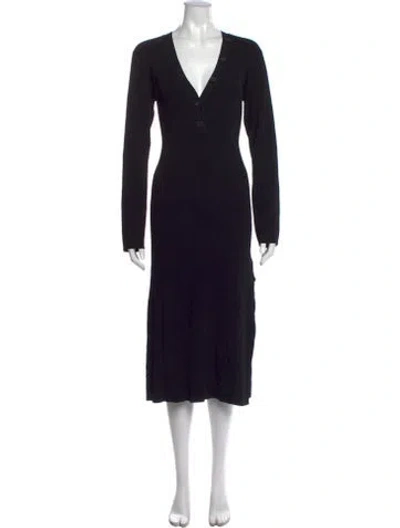Pre-owned Frame V-neck Midi Length Dress In Black