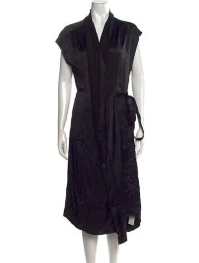 Pre-owned Frame V-neck Midi Length Dress In Black