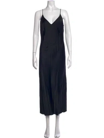 Pre-owned Frame V-neck Midi Length Dress In Black
