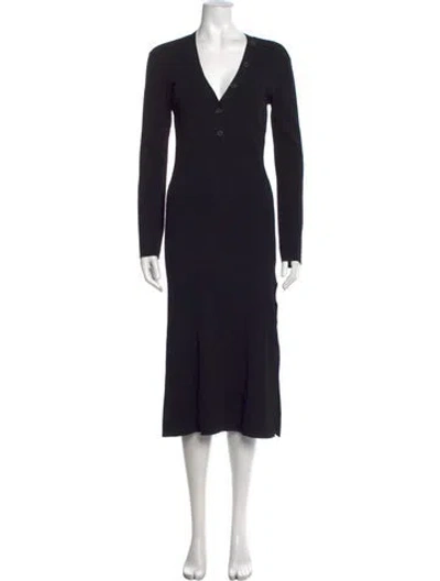 Pre-owned Frame V-neck Midi Length Dress In Black