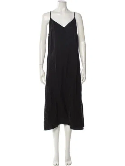 Pre-owned Frame V-neck Midi Length Dress In Blue