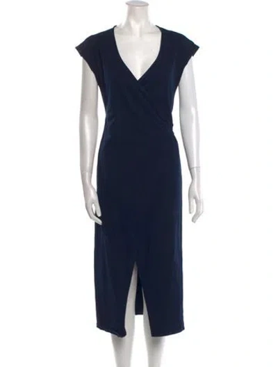 Pre-owned Frame V-neck Midi Length Dress In Blue
