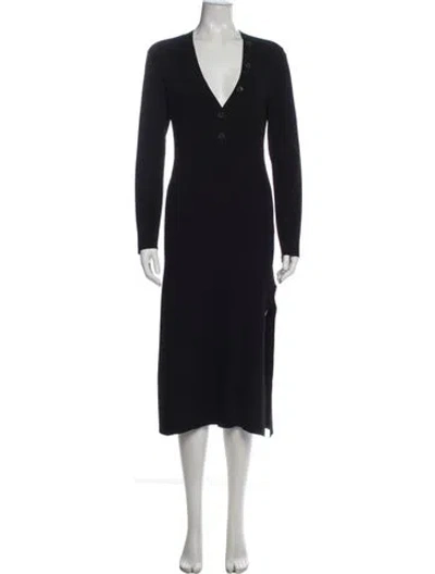 Pre-owned Frame V-neck Midi Length Dress In Blue