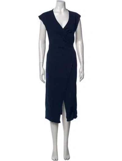 Pre-owned Frame V-neck Midi Length Dress In Blue