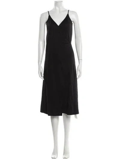 Pre-owned Frame V-neck Midi Length Dress In Gray