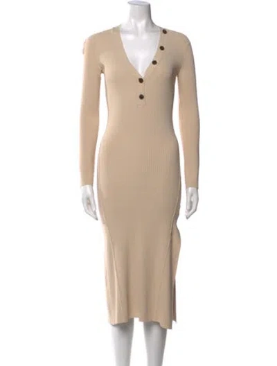 Pre-owned Frame V-neck Midi Length Dress In Neutral