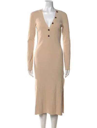 Pre-owned Frame V-neck Midi Length Dress In Neutral