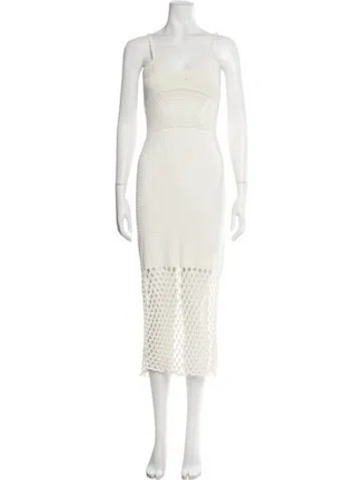 Pre-owned Frame V-neck Midi Length Dress In Neutral