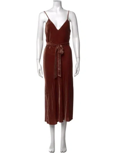 Pre-owned Frame V-neck Midi Length Dress In Neutral
