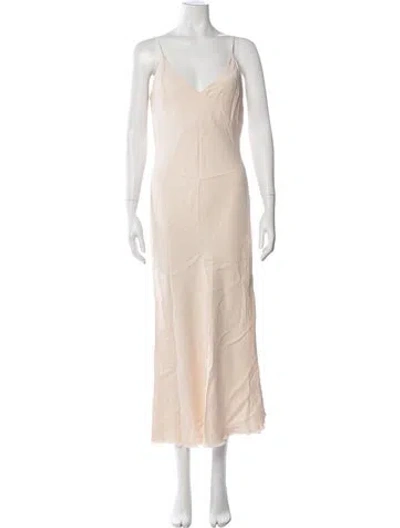 Pre-owned Frame V-neck Midi Length Dress In Neutral