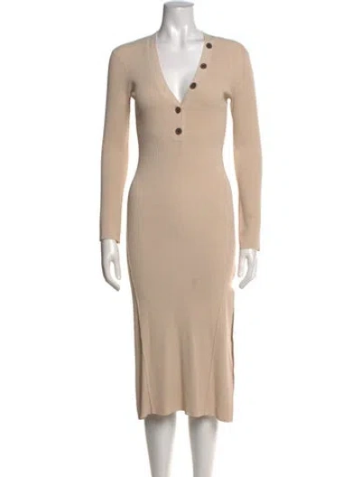 Pre-owned Frame V-neck Midi Length Dress In Neutrals
