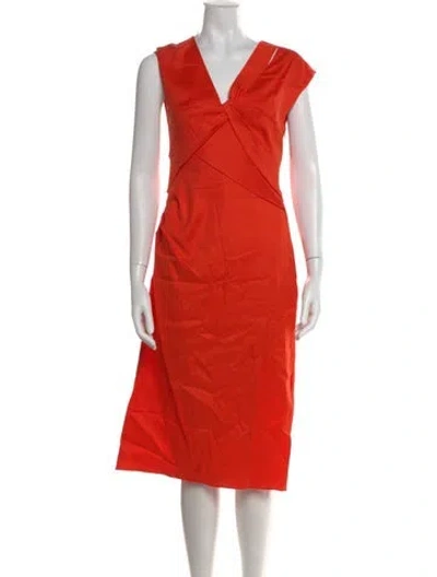 Pre-owned Frame V-neck Midi Length Dress In Orange