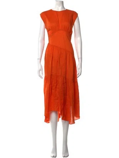 Pre-owned Frame V-neck Midi Length Dress In Orange