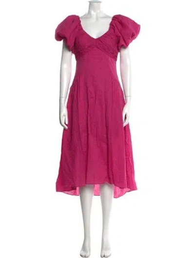 Pre-owned Frame V-neck Midi Length Dress In Pink