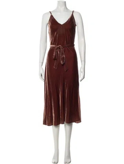 Pre-owned Frame V-neck Midi Length Dress In Pink