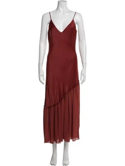Pre-owned Frame V-neck Midi Length Dress In Red