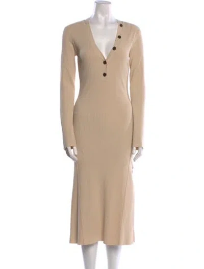 Pre-owned Frame V-neck Midi Length Dress W/ Tags In Neutral