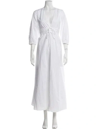 Pre-owned Frame V-neck Midi Length Dress W/ Tags In White