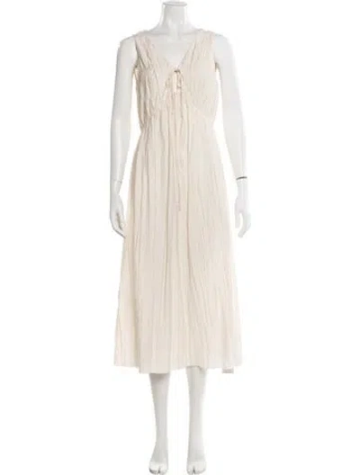 Pre-owned Frame V-neck Midi Length Dress In Yellow
