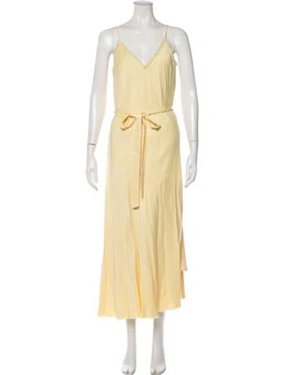 Pre-owned Frame V-neck Midi Length Dress In Yellow