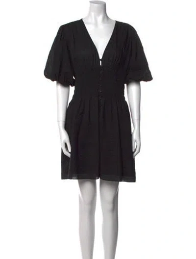 Pre-owned Frame V-neck Mini Dress In Black