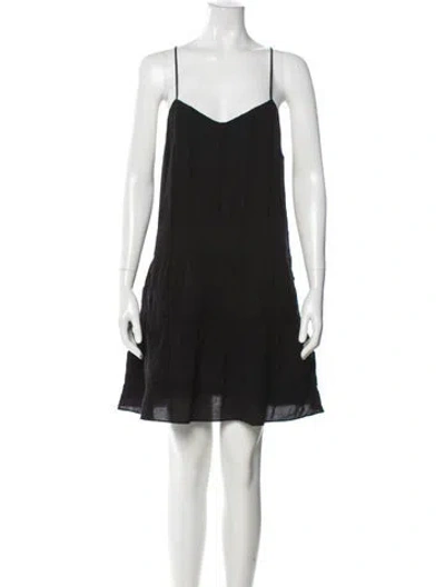 Pre-owned Frame V-neck Mini Dress In Black