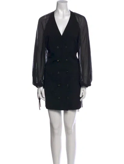 Pre-owned Frame V-neck Mini Dress In Black