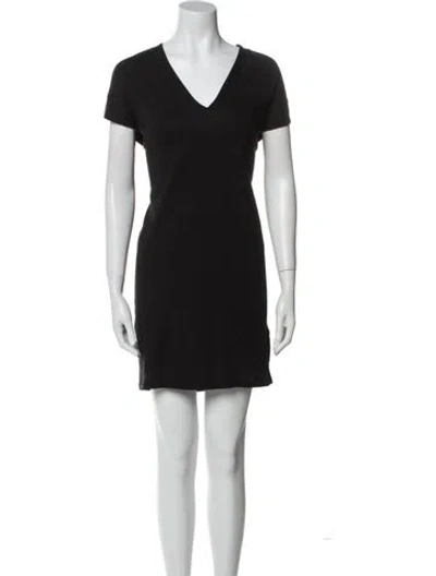 Pre-owned Frame V-neck Mini Dress In Black