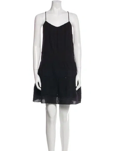 Pre-owned Frame V-neck Mini Dress In Black