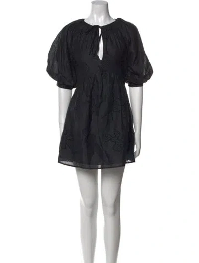 Pre-owned Frame V-neck Mini Dress In Black