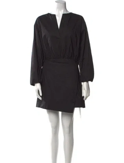 Pre-owned Frame V-neck Mini Dress In Black