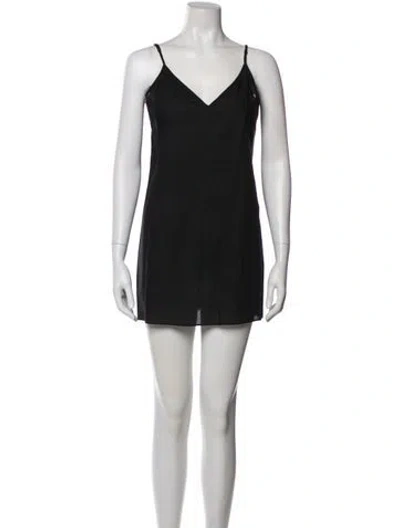 Pre-owned Frame V-neck Mini Dress In Black
