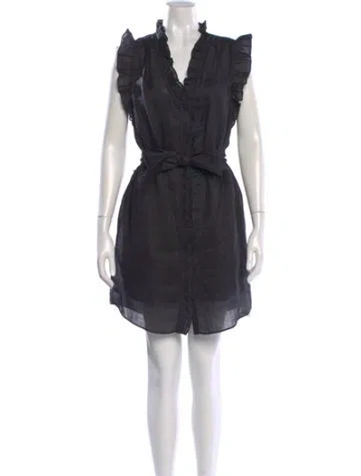Pre-owned Frame V-neck Mini Dress In Black