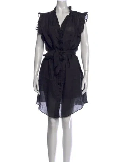 Pre-owned Frame V-neck Mini Dress In Black