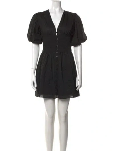 Pre-owned Frame V-neck Mini Dress In Black