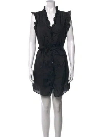 Pre-owned Frame V-neck Mini Dress In Black