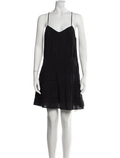 Pre-owned Frame V-neck Mini Dress In Black