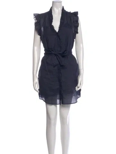 Pre-owned Frame V-neck Mini Dress In Blue