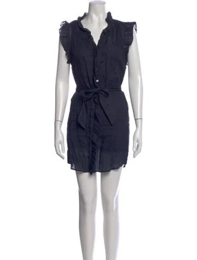 Pre-owned Frame V-neck Mini Dress In Blue