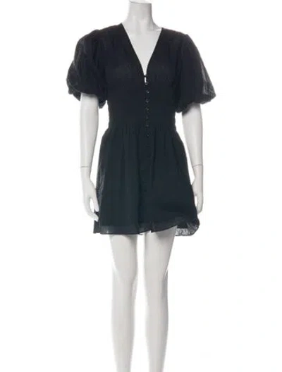 Pre-owned Frame V-neck Mini Dress In Blue